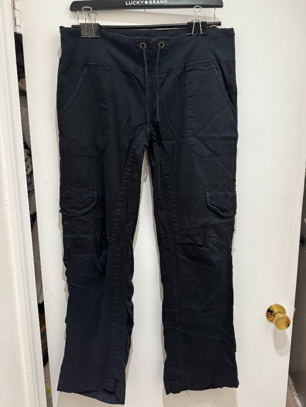 XCVI Wearables ankle length black pants ruching tie waist large L